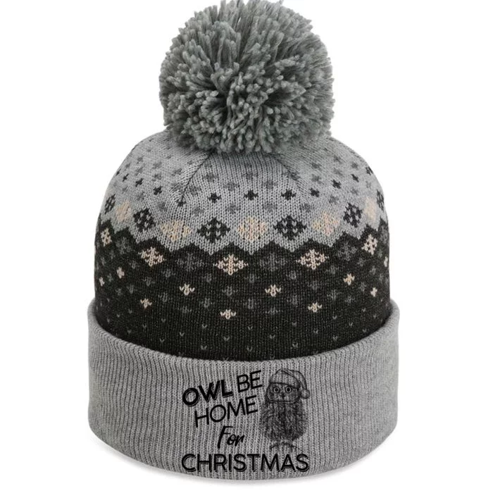 Funny OWL Be Home For Christmas The Baniff Cuffed Pom Beanie