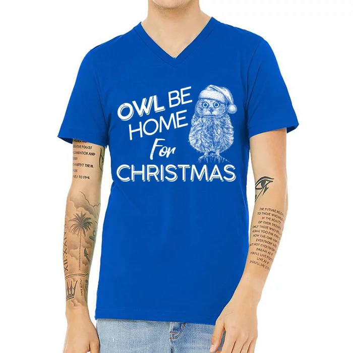 Funny OWL Be Home For Christmas V-Neck T-Shirt