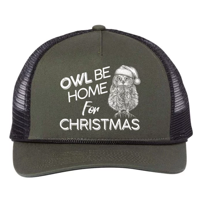 Funny OWL Be Home For Christmas Retro Rope Trucker Hat Cap