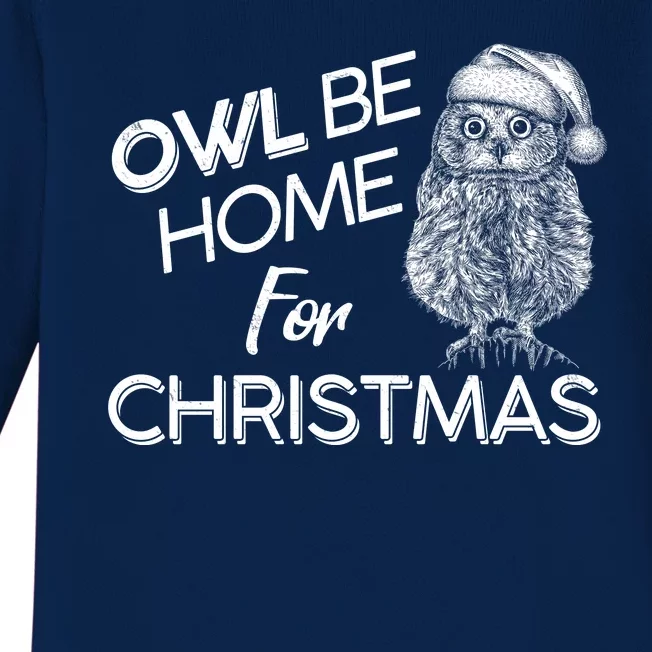 Funny OWL Be Home For Christmas Baby Long Sleeve Bodysuit