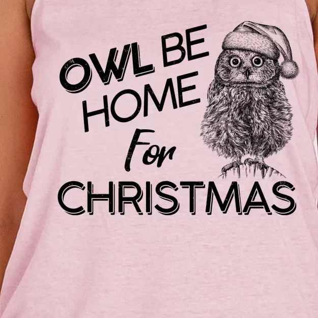 Funny OWL Be Home For Christmas Women's Knotted Racerback Tank