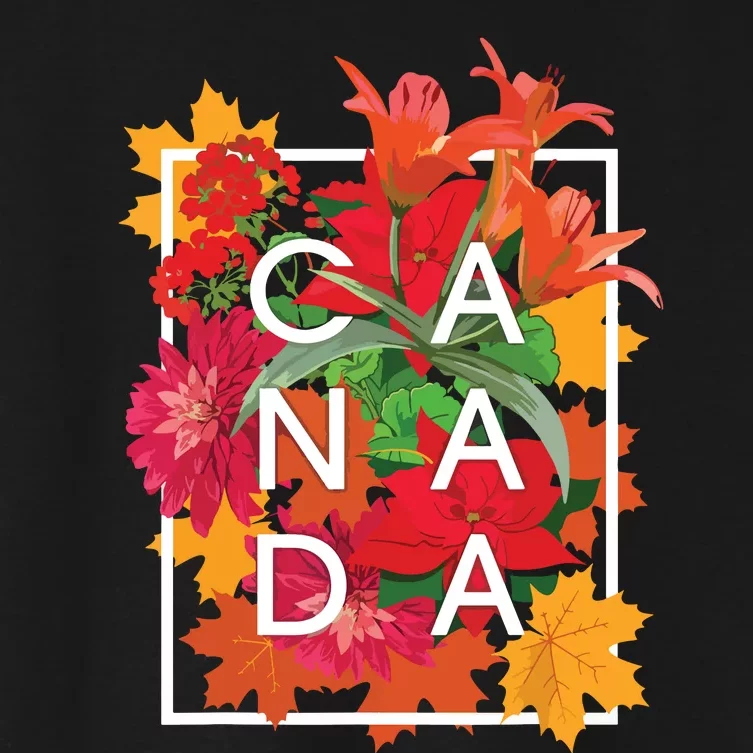 Flowers Of Canada Word Art Canadian Pride Women's Crop Top Tee