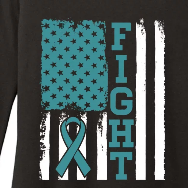 Fight Ovarian Cancer Awareness Patriotic American Flag Gift Womens CVC Long Sleeve Shirt