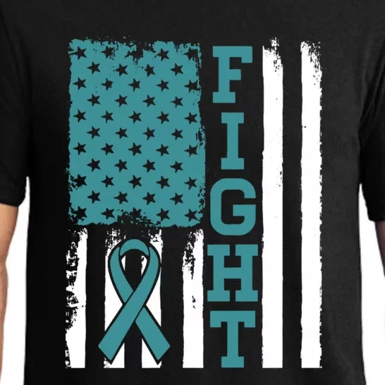 Fight Ovarian Cancer Awareness Patriotic American Flag Gift Pajama Set