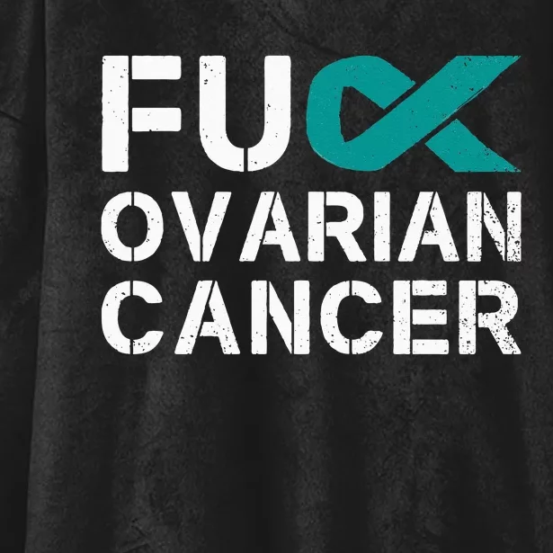 Fuck Ovarian Cancer Awareness Teal Ribbon Warrior Survivor Hooded Wearable Blanket