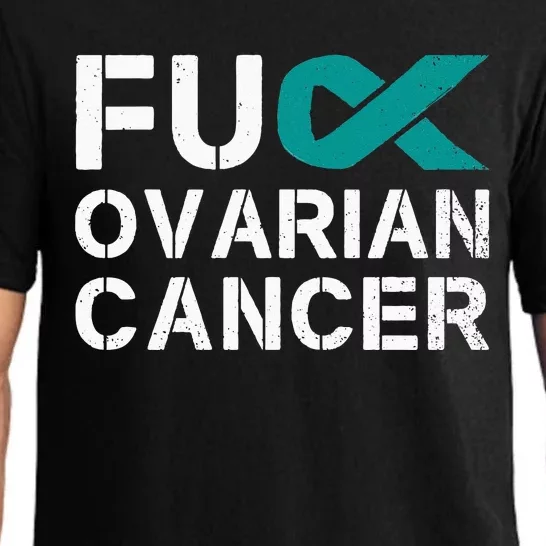 Fuck Ovarian Cancer Awareness Teal Ribbon Warrior Survivor Pajama Set