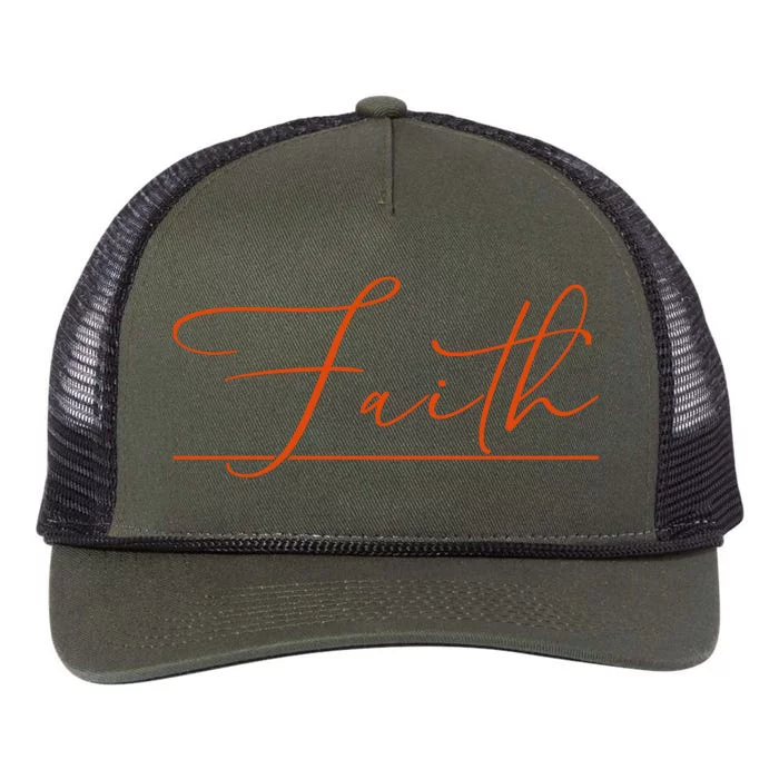 Faith Orange Christian Retro Rope Trucker Hat Cap