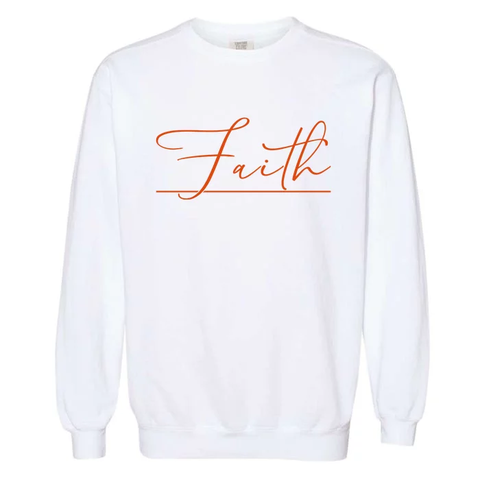 Faith Orange Christian Garment-Dyed Sweatshirt