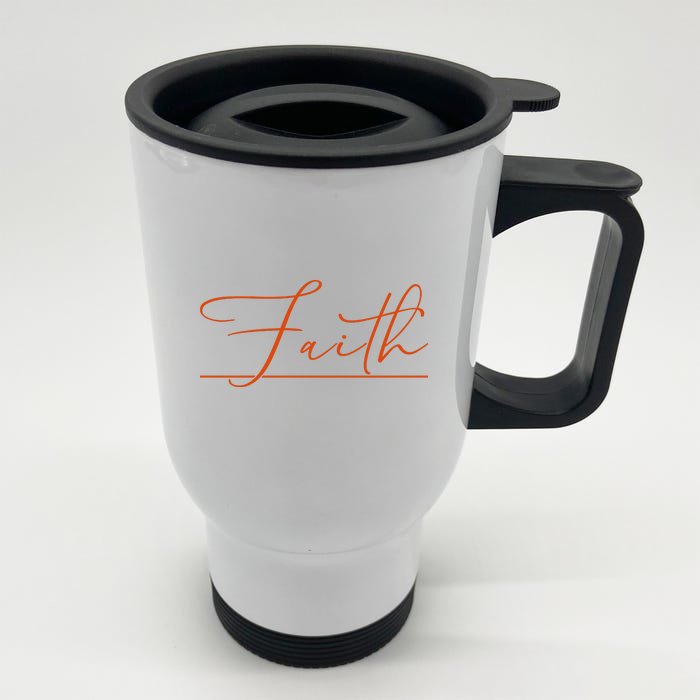 Faith Orange Christian Front & Back Stainless Steel Travel Mug