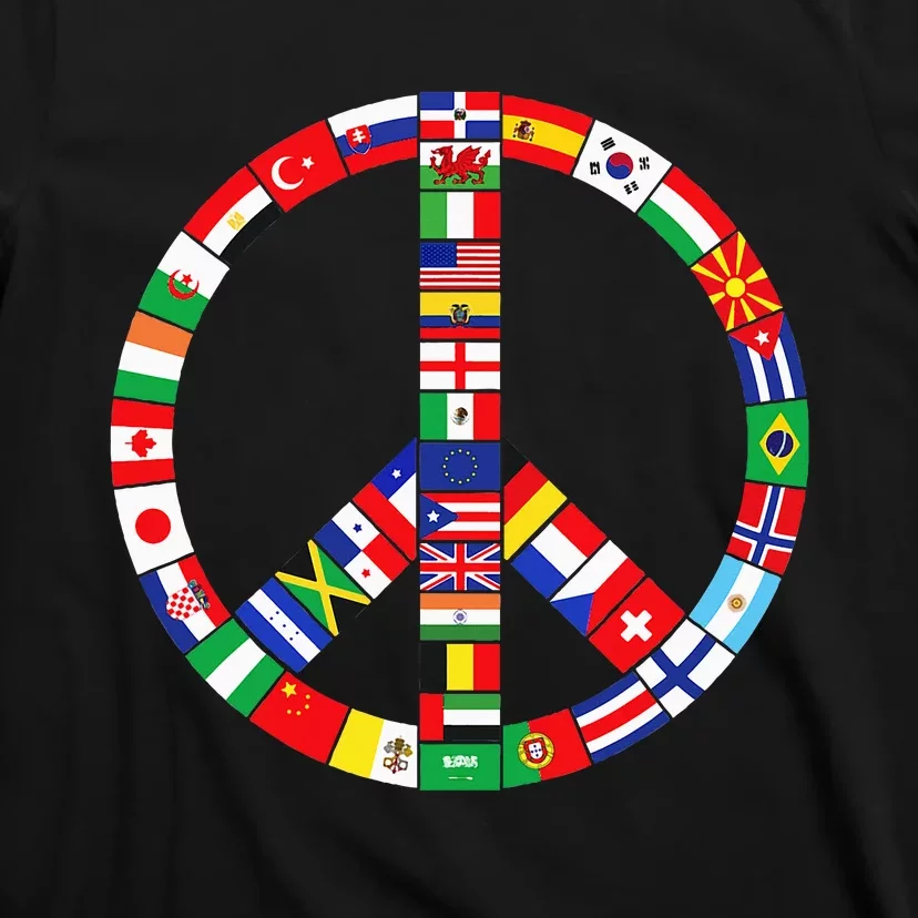 Flags Of Countries Of Earth Love Peace T-Shirt