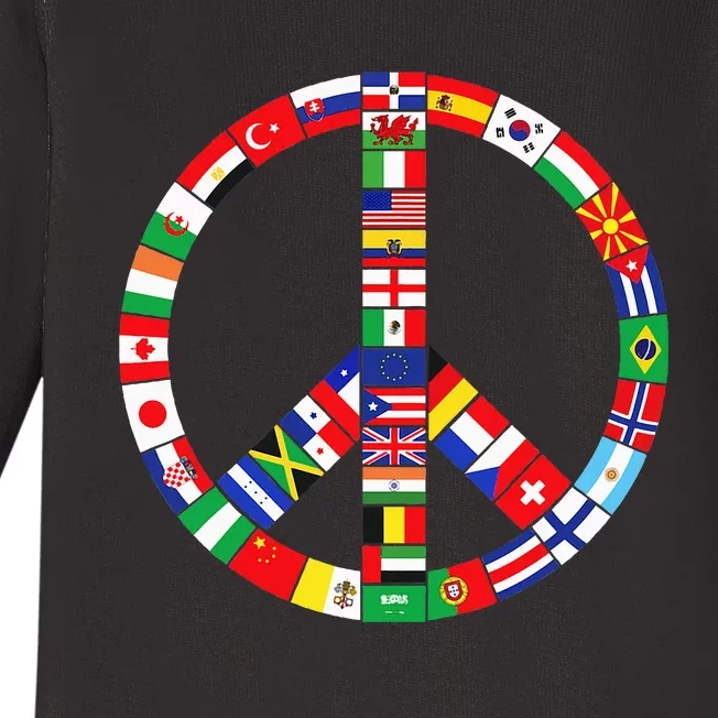 Flags Of Countries Of Earth Love Peace Baby Long Sleeve Bodysuit