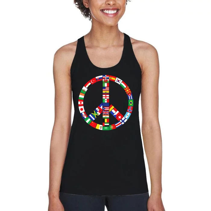 Flags Of Countries Of Earth Love Peace Women's Racerback Tank