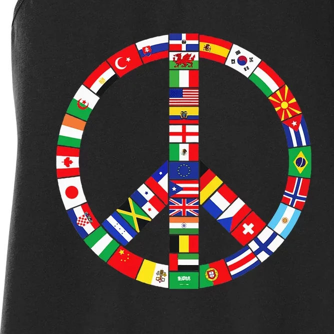 Flags Of Countries Of Earth Love Peace Women's Racerback Tank