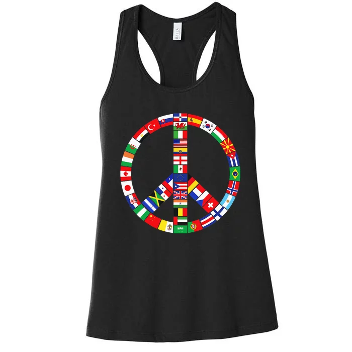 Flags Of Countries Of Earth Love Peace Women's Racerback Tank