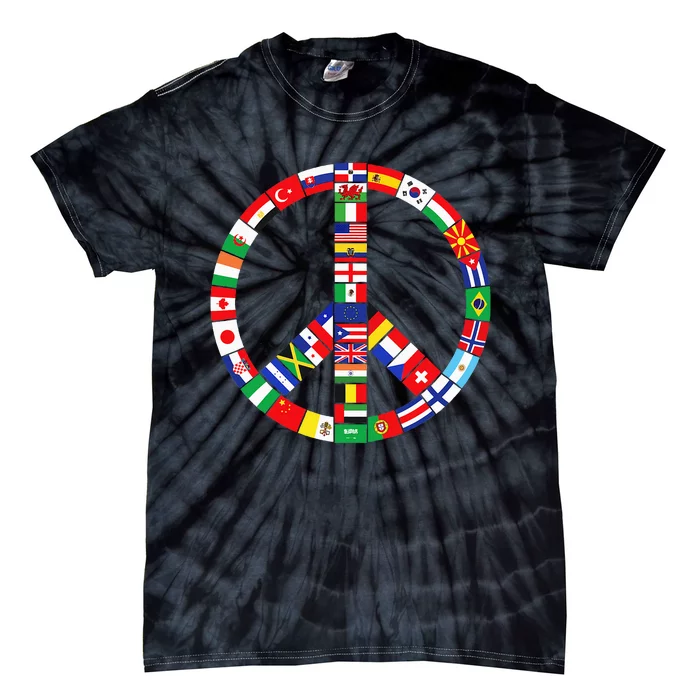 Flags Of Countries Of Earth Love Peace Tie-Dye T-Shirt