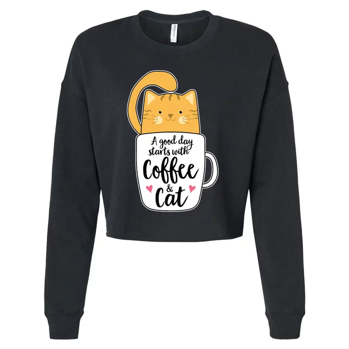 Funny Orange Cat Coffee Mug Cat Lover Cropped Pullover Crew