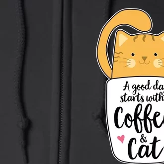 Funny Orange Cat Coffee Mug Cat Lover Full Zip Hoodie