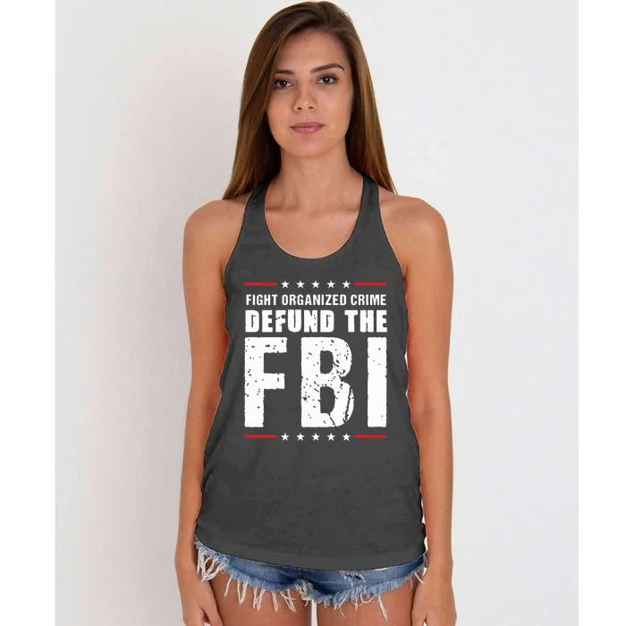 Fight Organized Crime Defund The FBI Women's Knotted Racerback Tank