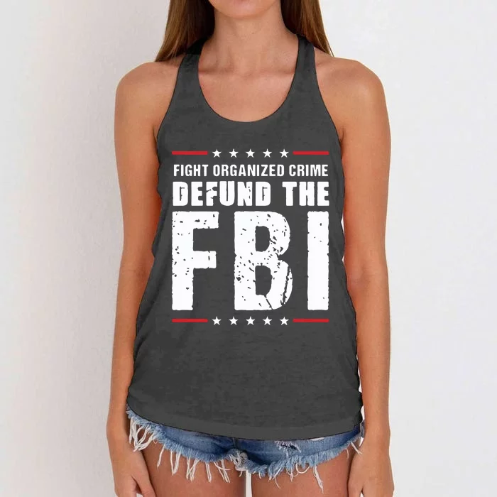 Fight Organized Crime Defund The FBI Women's Knotted Racerback Tank