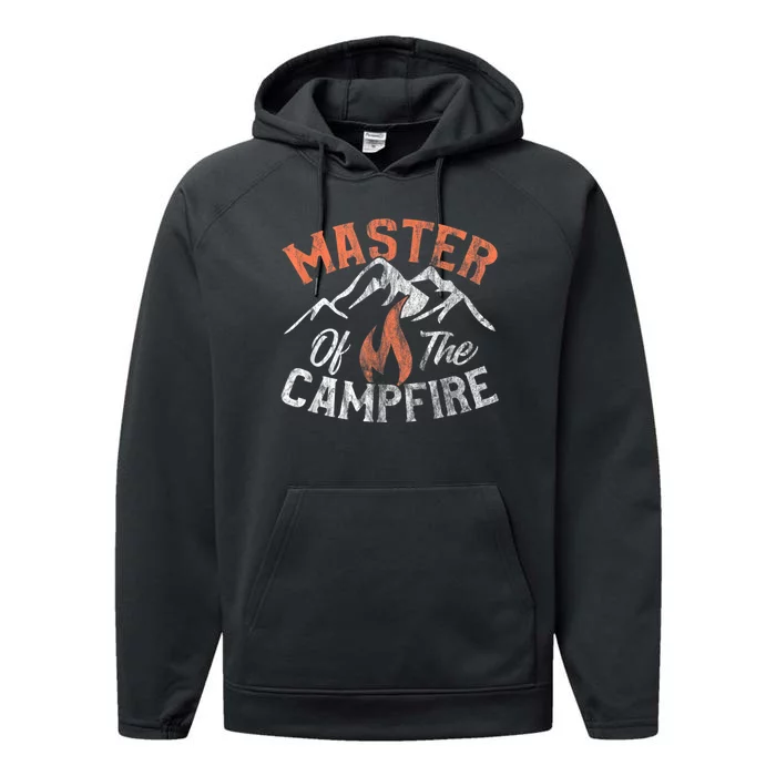 Funny Outdoor Camping Gifts Men Women Master Of Campfire Performance Fleece Hoodie