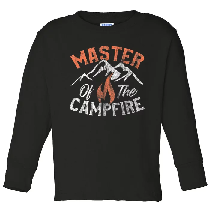 Funny Outdoor Camping Gifts Men Women Master Of Campfire Toddler Long Sleeve Shirt