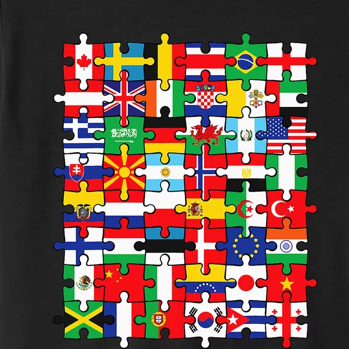 Flags Of Countries Of The World International Flag Puzzle ChromaSoft Performance T-Shirt