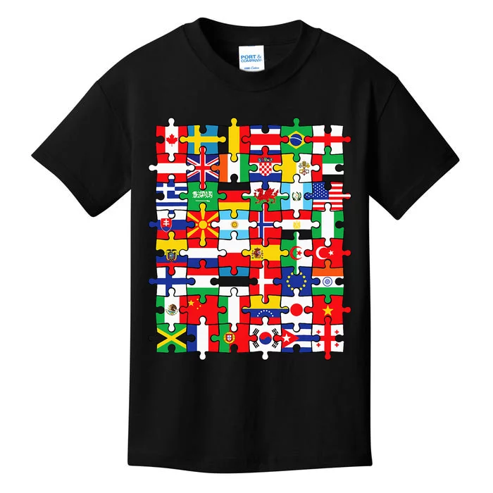 Flags Of Countries Of The World International Flag Puzzle Kids T-Shirt