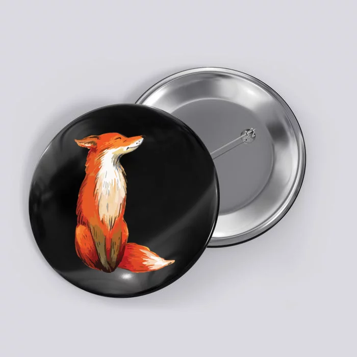 Fox Orange, Cute Watercolor Fox Button