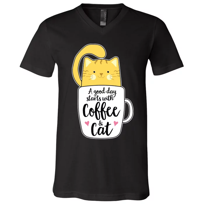 Funny Orange Cat Coffee Mug Cat Lover V-Neck T-Shirt