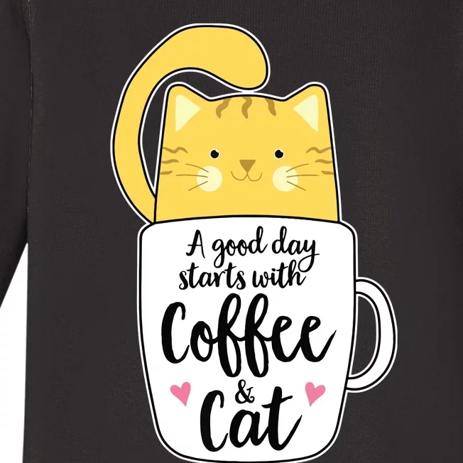 Funny Orange Cat Coffee Mug Cat Lover Baby Long Sleeve Bodysuit