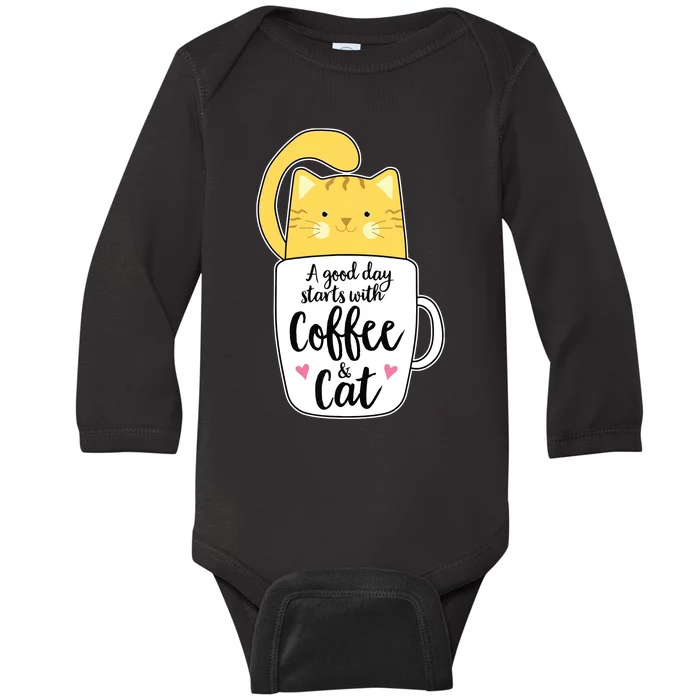 Funny Orange Cat Coffee Mug Cat Lover Baby Long Sleeve Bodysuit