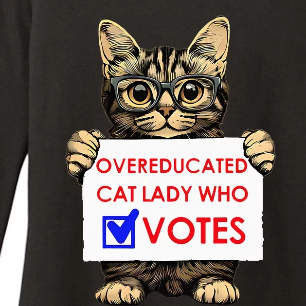 Funny Overeducated Cat Lady Who Votes Womens CVC Long Sleeve Shirt