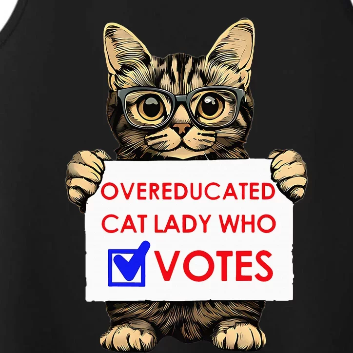 Funny Overeducated Cat Lady Who Votes Performance Tank