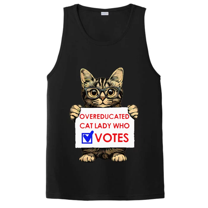 Funny Overeducated Cat Lady Who Votes Performance Tank