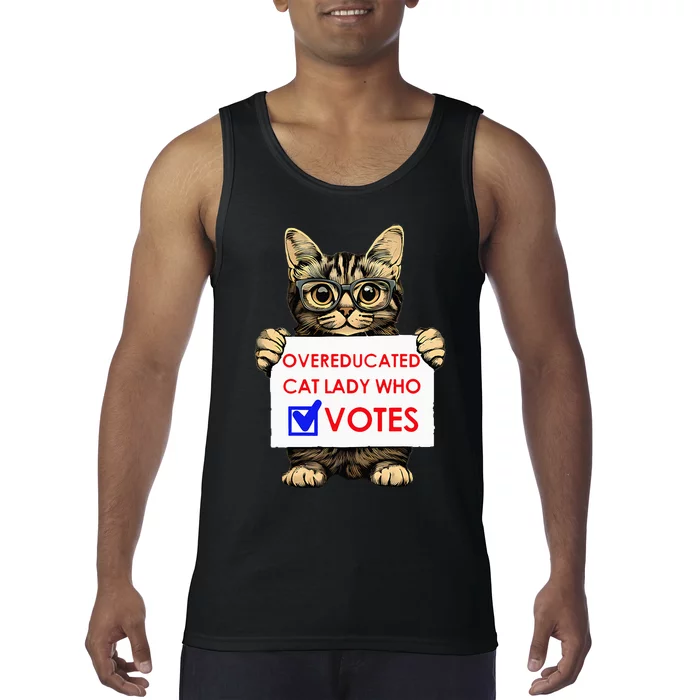 Funny Overeducated Cat Lady Who Votes Tank Top