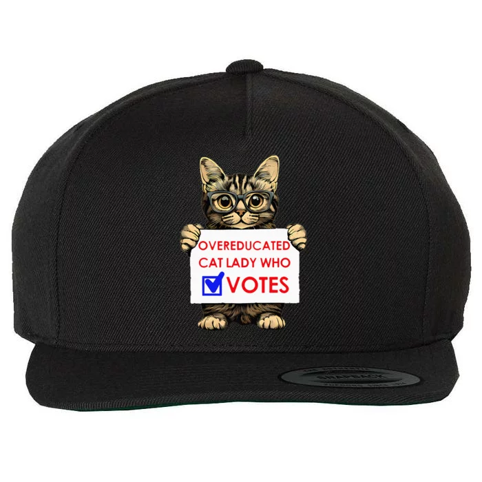 Funny Overeducated Cat Lady Who Votes Wool Snapback Cap