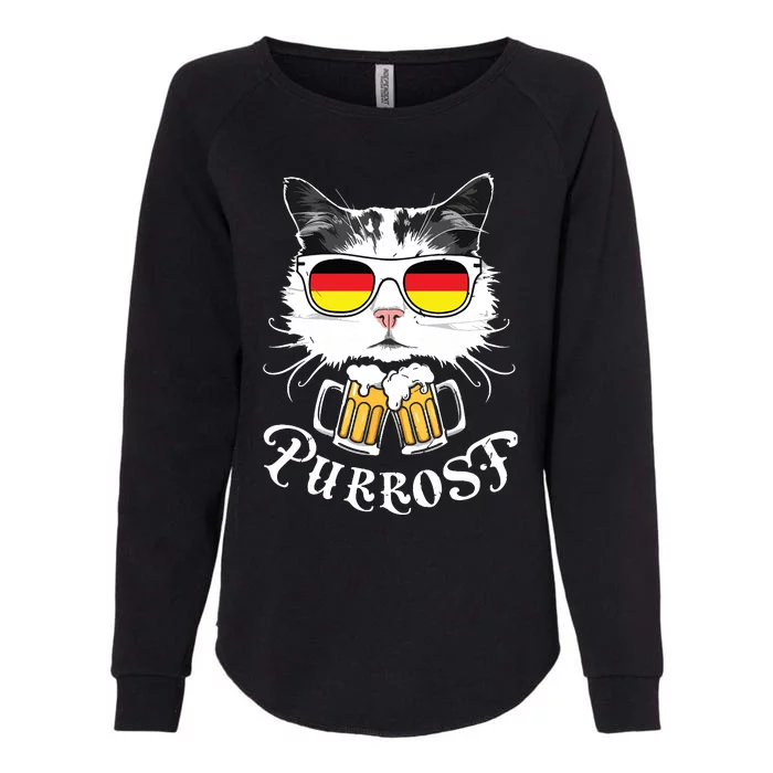 Funny Oktoberfest Cat Kitty Bavarian Drinking Beer Purrost Womens California Wash Sweatshirt