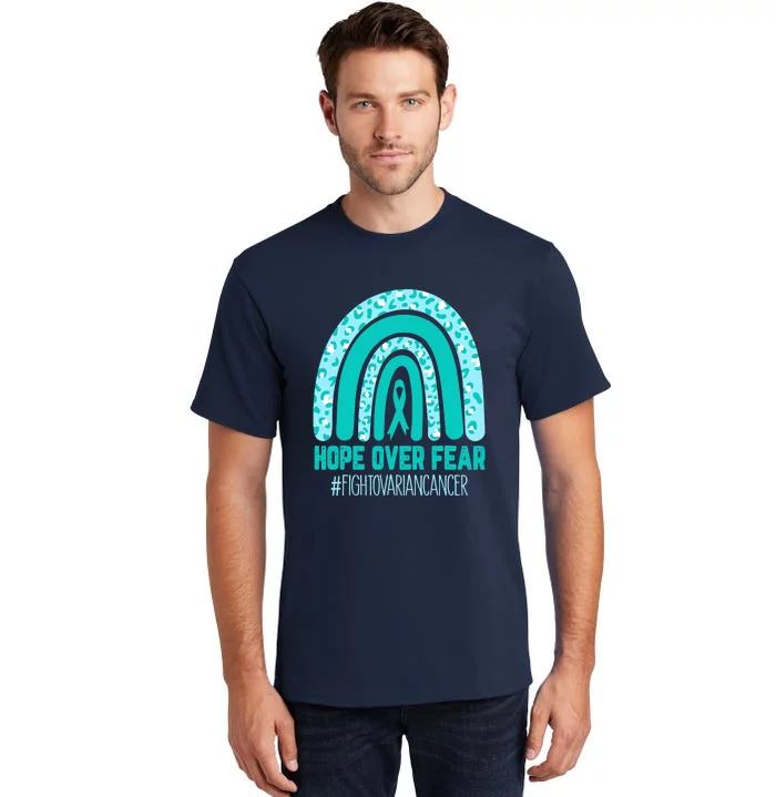 Fight Ovarian Cancer Awareness Teal Ribbon Products Tall T-Shirt