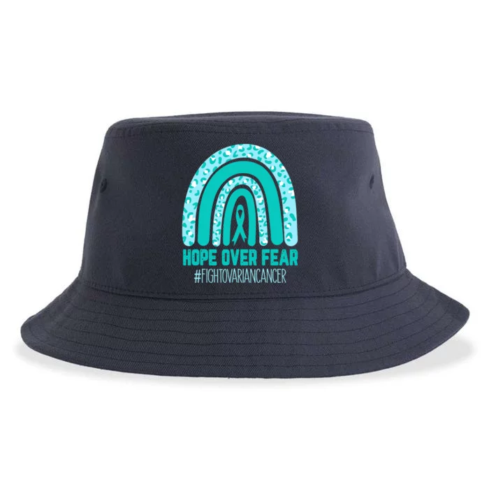 Fight Ovarian Cancer Awareness Teal Ribbon Products Sustainable Bucket Hat