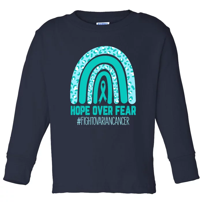 Fight Ovarian Cancer Awareness Teal Ribbon Products Toddler Long Sleeve Shirt