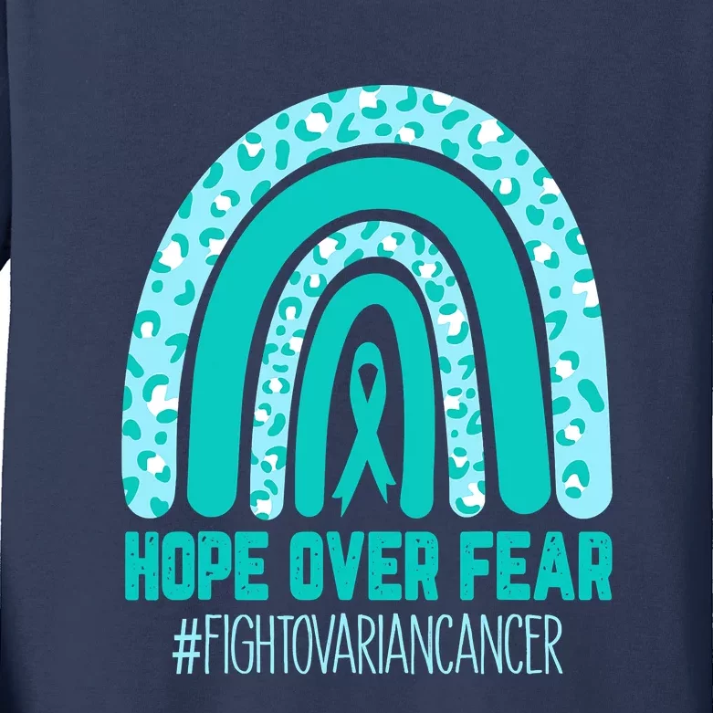 Fight Ovarian Cancer Awareness Teal Ribbon Products Kids Long Sleeve Shirt