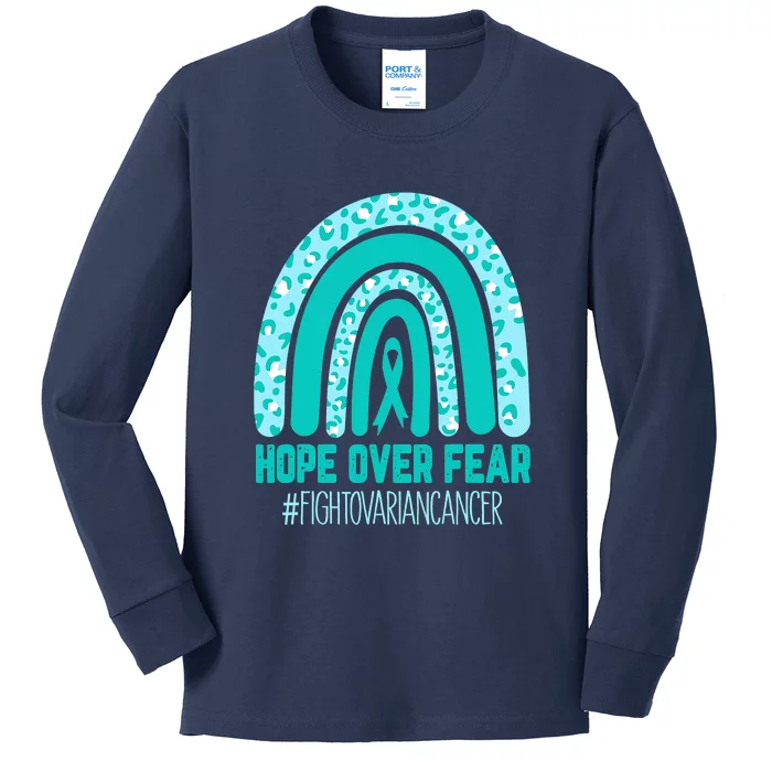 Fight Ovarian Cancer Awareness Teal Ribbon Products Kids Long Sleeve Shirt