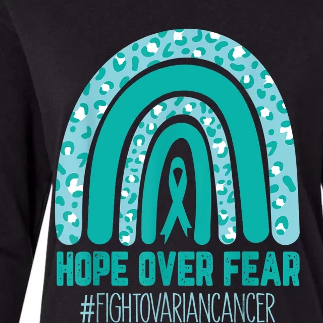 Fight Ovarian Cancer Awareness Teal Ribbon Products Womens Cotton Relaxed Long Sleeve T-Shirt