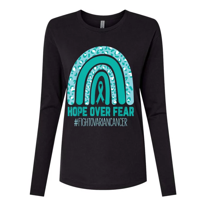 Fight Ovarian Cancer Awareness Teal Ribbon Products Womens Cotton Relaxed Long Sleeve T-Shirt