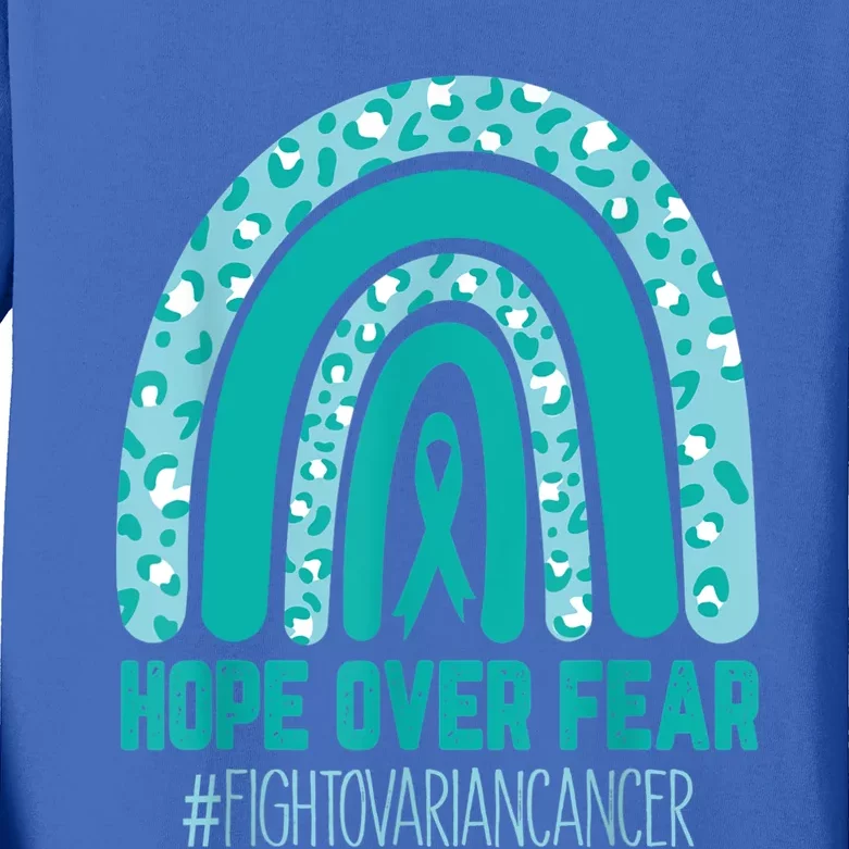 Fight Ovarian Cancer Awareness Teal Ribbon Products Kids Long Sleeve Shirt