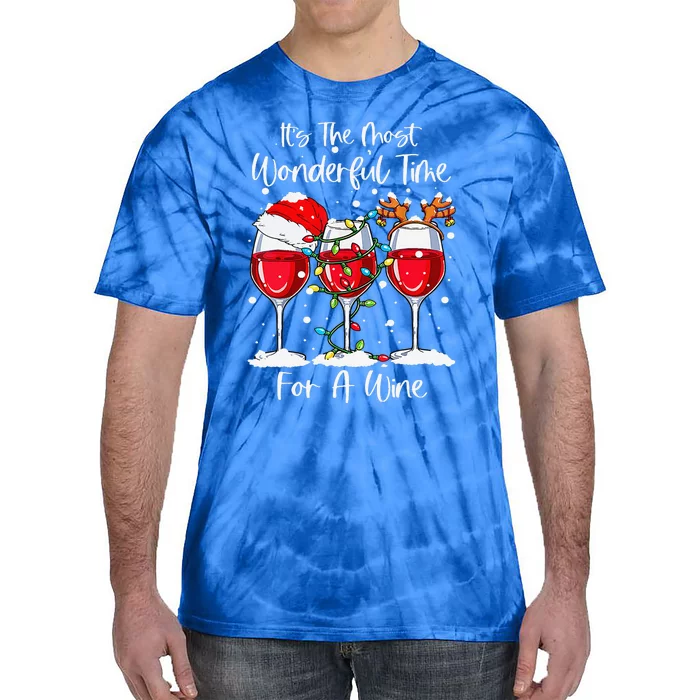 Full Of Christmas Spirit Red Wine Drinking Christmas Party Tie-Dye T-Shirt