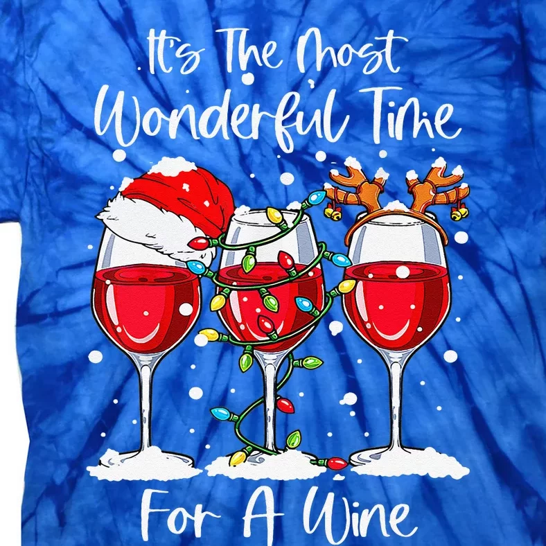 Full Of Christmas Spirit Red Wine Drinking Christmas Party Tie-Dye T-Shirt