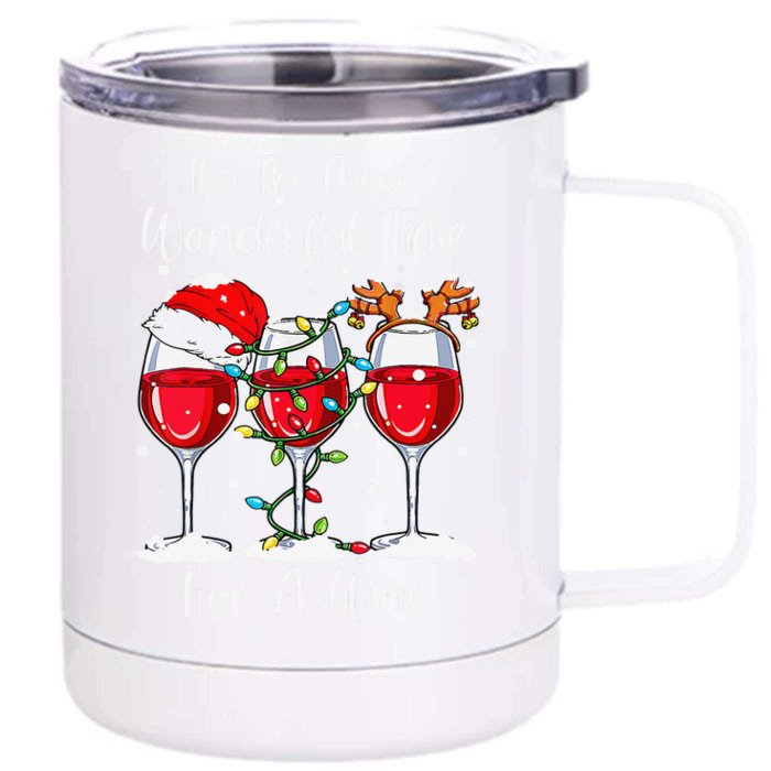 Full Of Christmas Spirit Red Wine Drinking Christmas Party Front & Back 12oz Stainless Steel Tumbler Cup