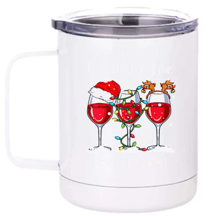 Full Of Christmas Spirit Red Wine Drinking Christmas Party Front & Back 12oz Stainless Steel Tumbler Cup