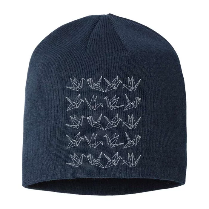 Funny Origami Cranes Paper Folding Artwork Lovers Gag Outfit 8 1/2in Sustainable Knit Beanie